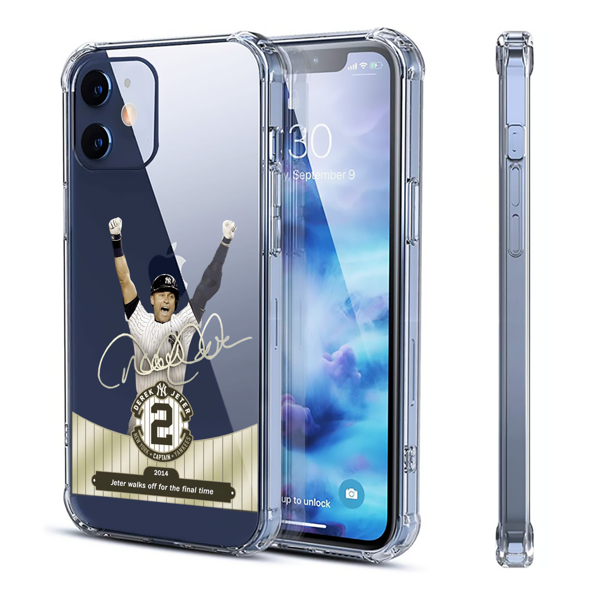 Derek Jeter 81 Clear IPhone 12 Case – Soft TPU With UV Print – Enhanced Drop Protection, Precise Fit, Anti-Fingerprint, Customizable Design, Scratch-Resistant, Yellow-Resistant